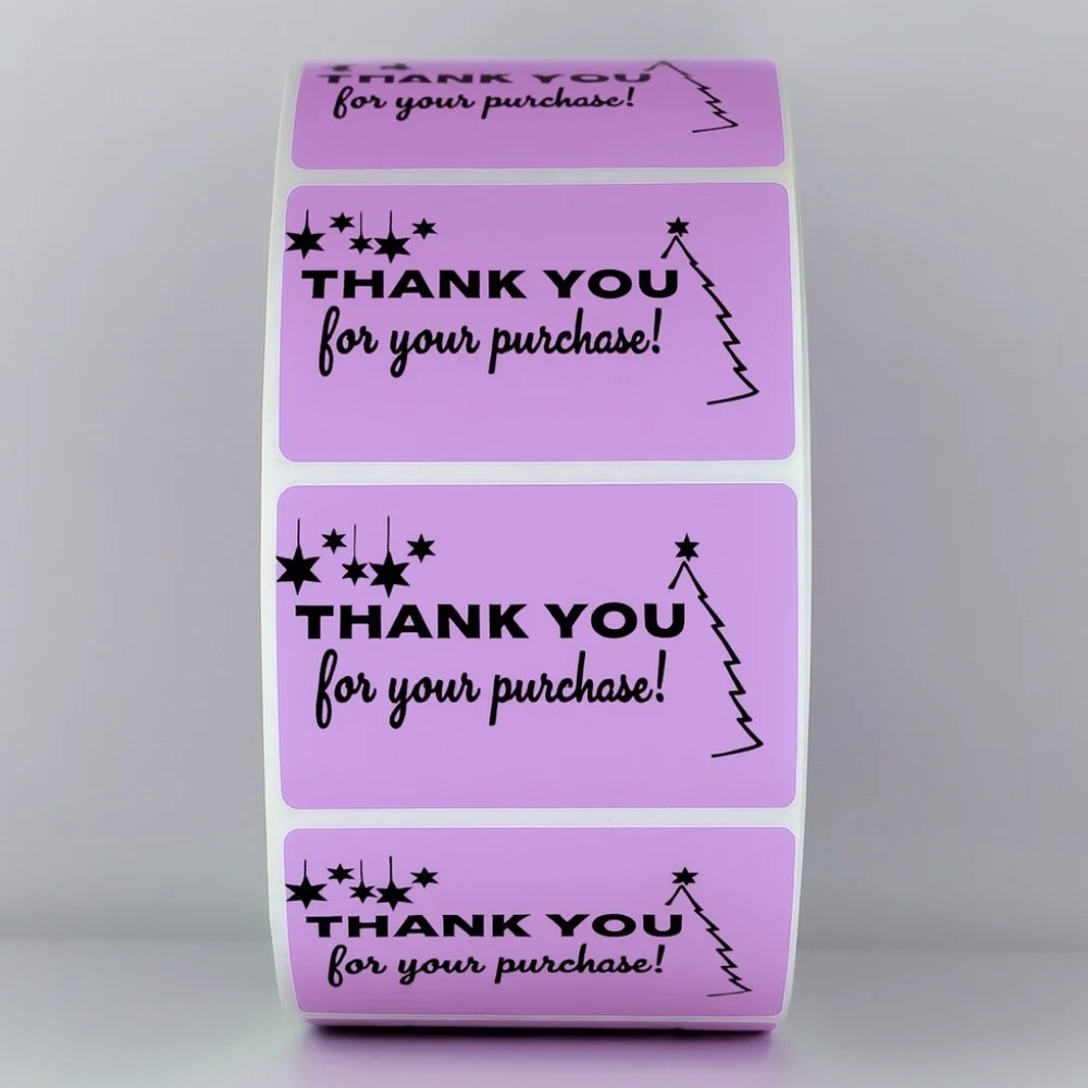 Thank You For Your Purchase Stickers Christmas Tree & Stars - Holiday Packaging